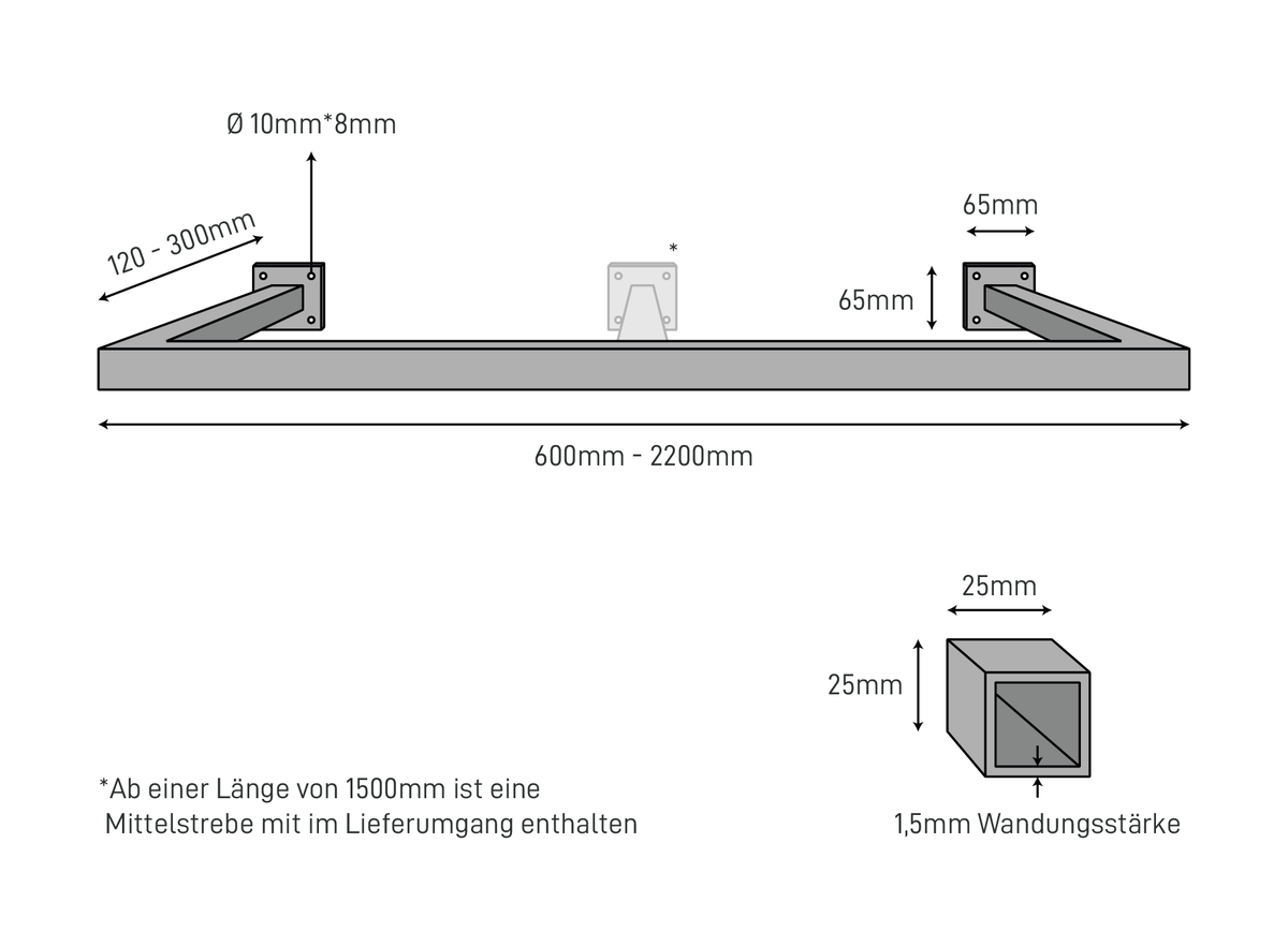 Clothes rail RECHTECK Wall